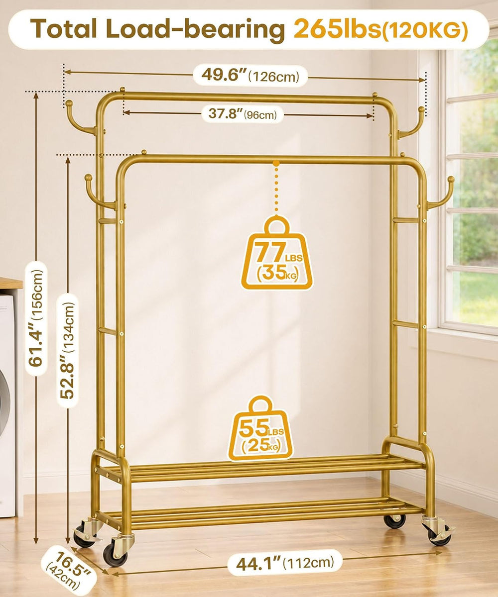 Homde Sturdy Garment Rack for Bedroom: 265 lbs Heavy Duty Clothes Organizer