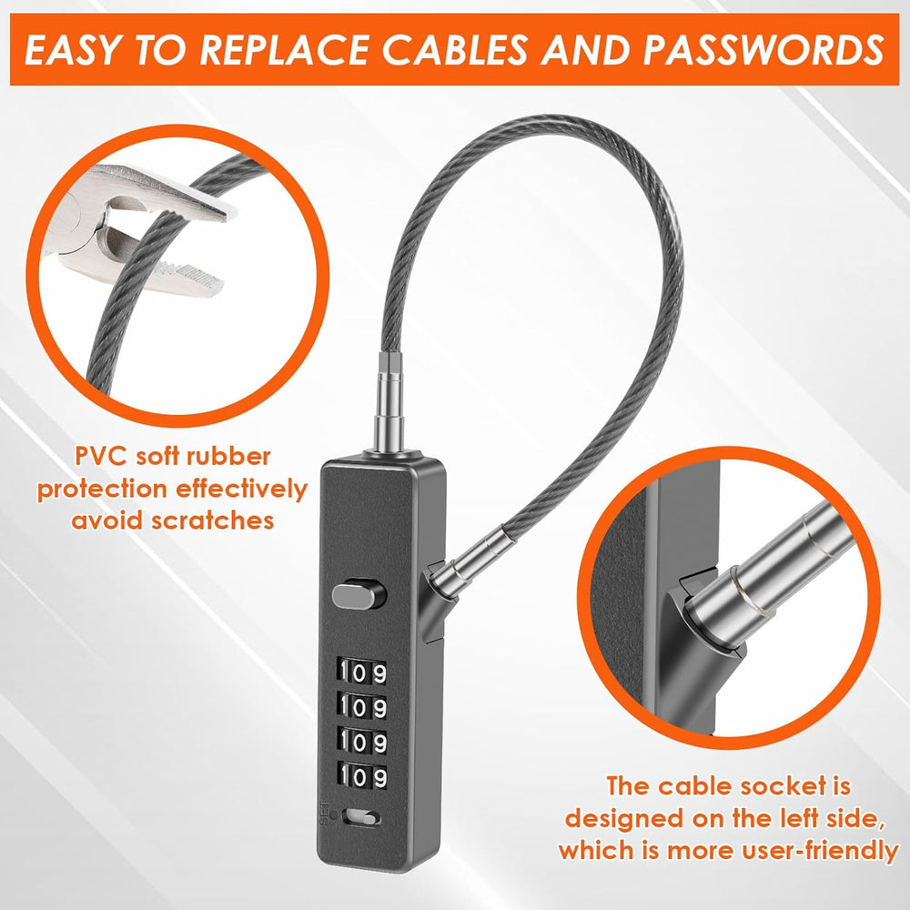 3Pack Wire Padlock Snowboard Lock, Combination Cable Lock, 4-Digit Ski Lock w...