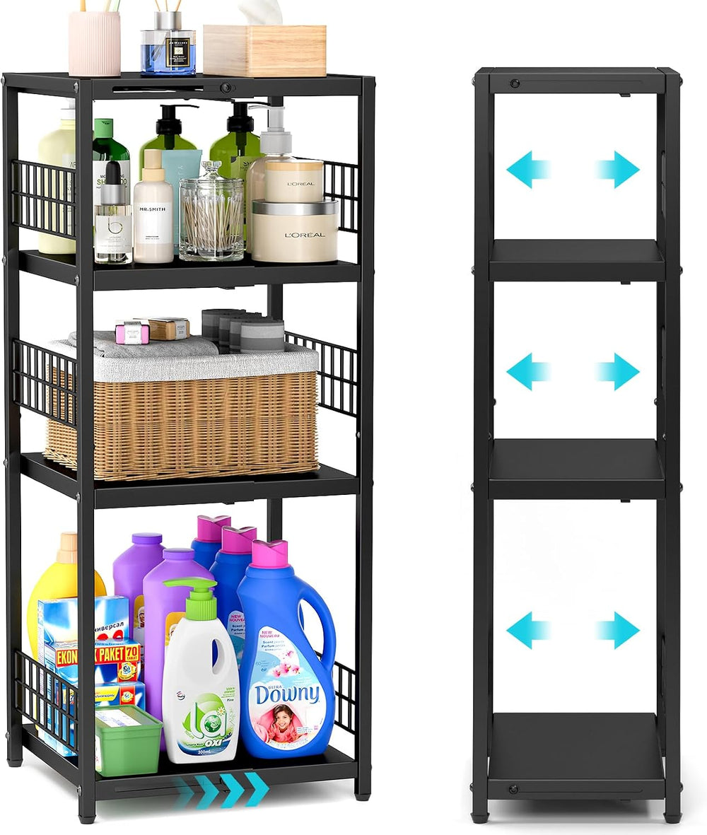 DAOUTIME Expandable Slim Storage Shelf, 4 Tier Metal Shelving Unit for Bathro...