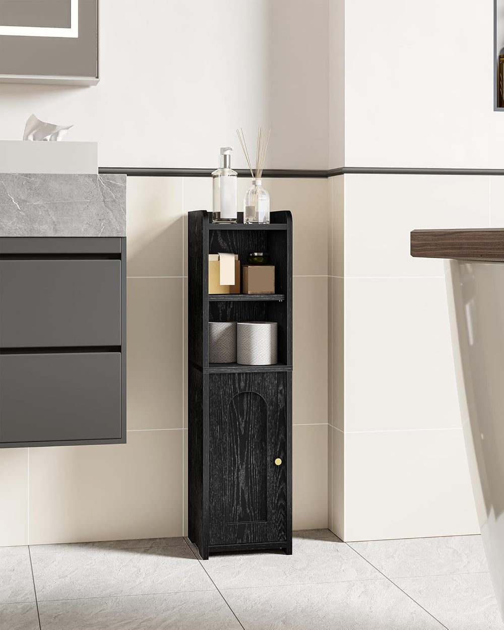 Hzuaneri Bathroom Storage Cabinet, Narrow Toilet Paper Cabinets with Doors