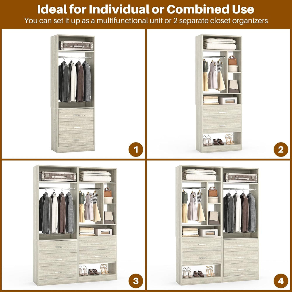Besiost Closet Systems with 5 Drawers, Closet Organizer System