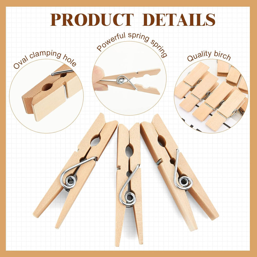 150 Pcs Large Wooden Clothespins Jumbo Extra Wide 2.83 Inches Length