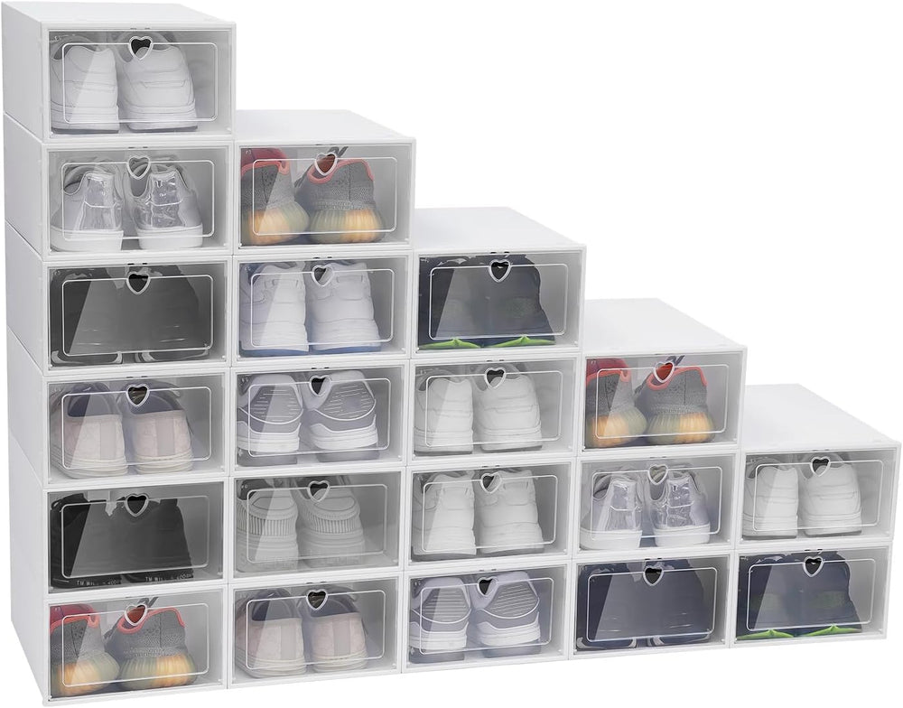 20 Pack Shoe Organizer for Entryway Closet, Clear Plastic