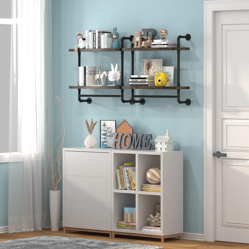 Helsin 24inch Industrial Pipe Shelving Bathroom Shelves Wall Mounted with Tow...