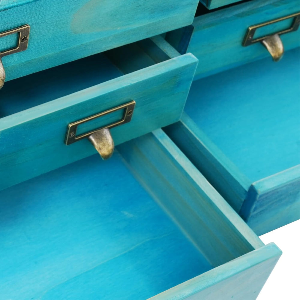 4 Pcs Vintage Desktop Organizer Set, Wooden 12 Drawer Storage Cabinets with M...