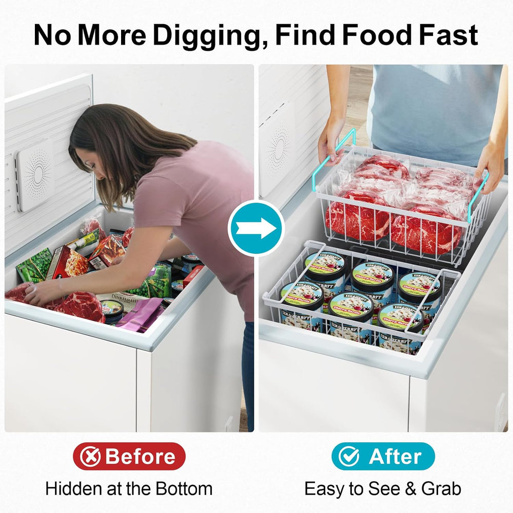 iSPECLE Chest Freezer Organizer Bins - Storage Baskets for 5 Cu.Ft, 8 Pack