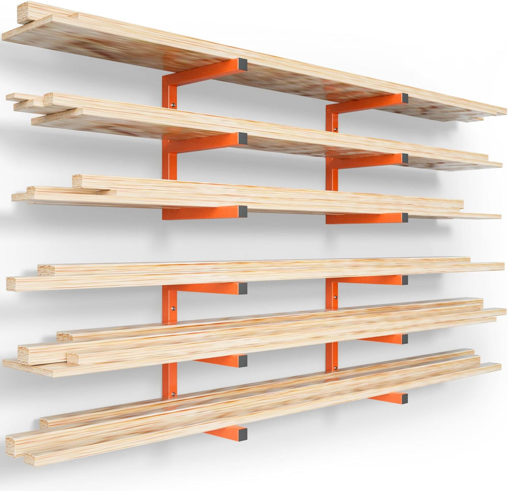 YYR Wood Organizer and Lumber Storage Rack Wall Mount, Heavy Duty Metal Shelf...
