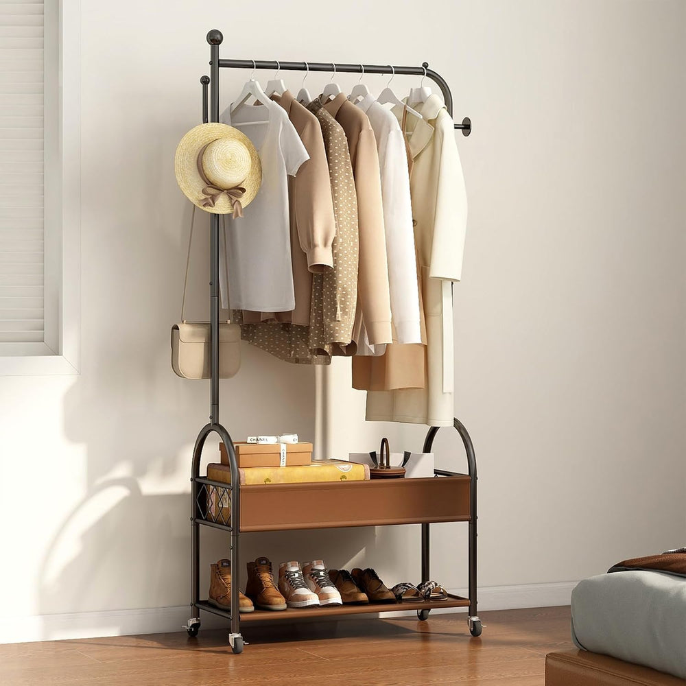 Portable Rolling Anywhere Clothes Racks for Hanging Clothes, Heavy Duty Metal...