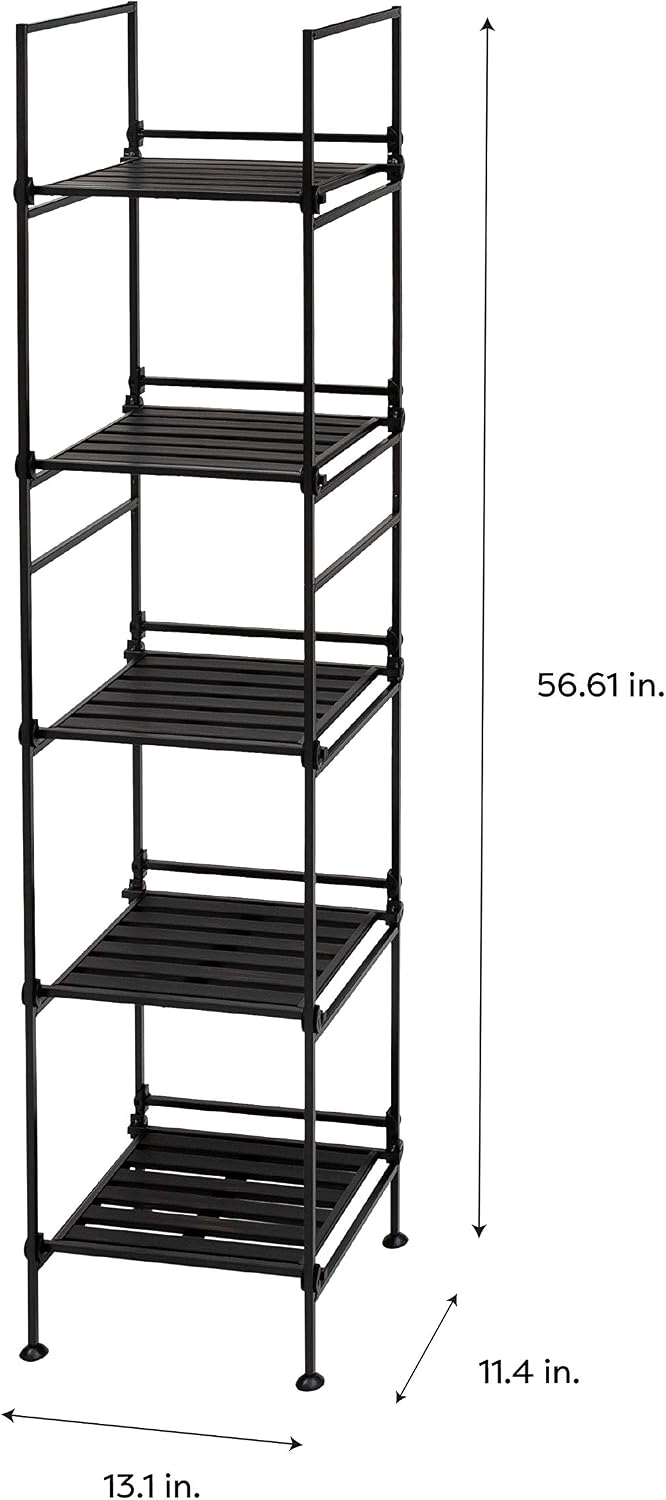 Organize It All 5 Tier Square Freestanding Shelf Unit for Bedroom, Bathroom, ...