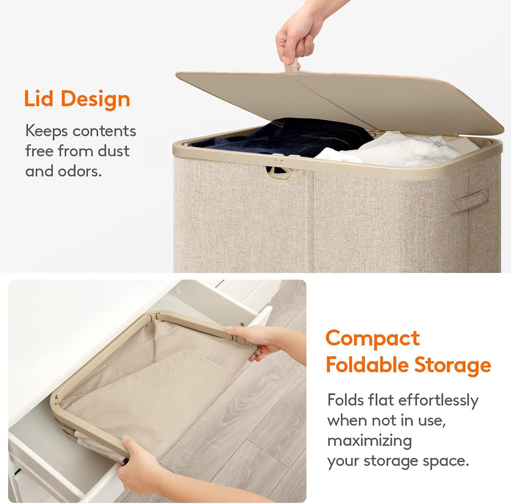 Lifewit 145L Large Laundry Basket with Lid, Laundry Hamper with Plastic Handl...
