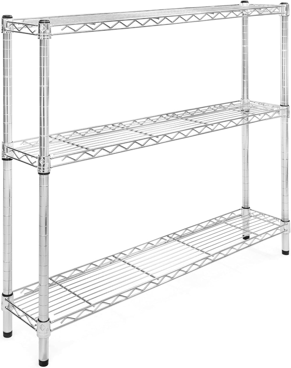 Shelving Inc. 8" d x 42" w Chrome Wire Shelving with 3 Tier Shelves
