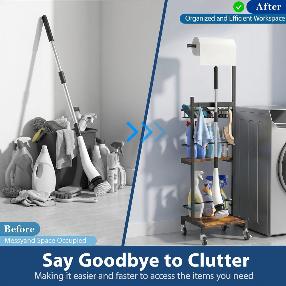 Cleaning Supplies Organizer, Narrow Cleaning Cart for Steam Mop