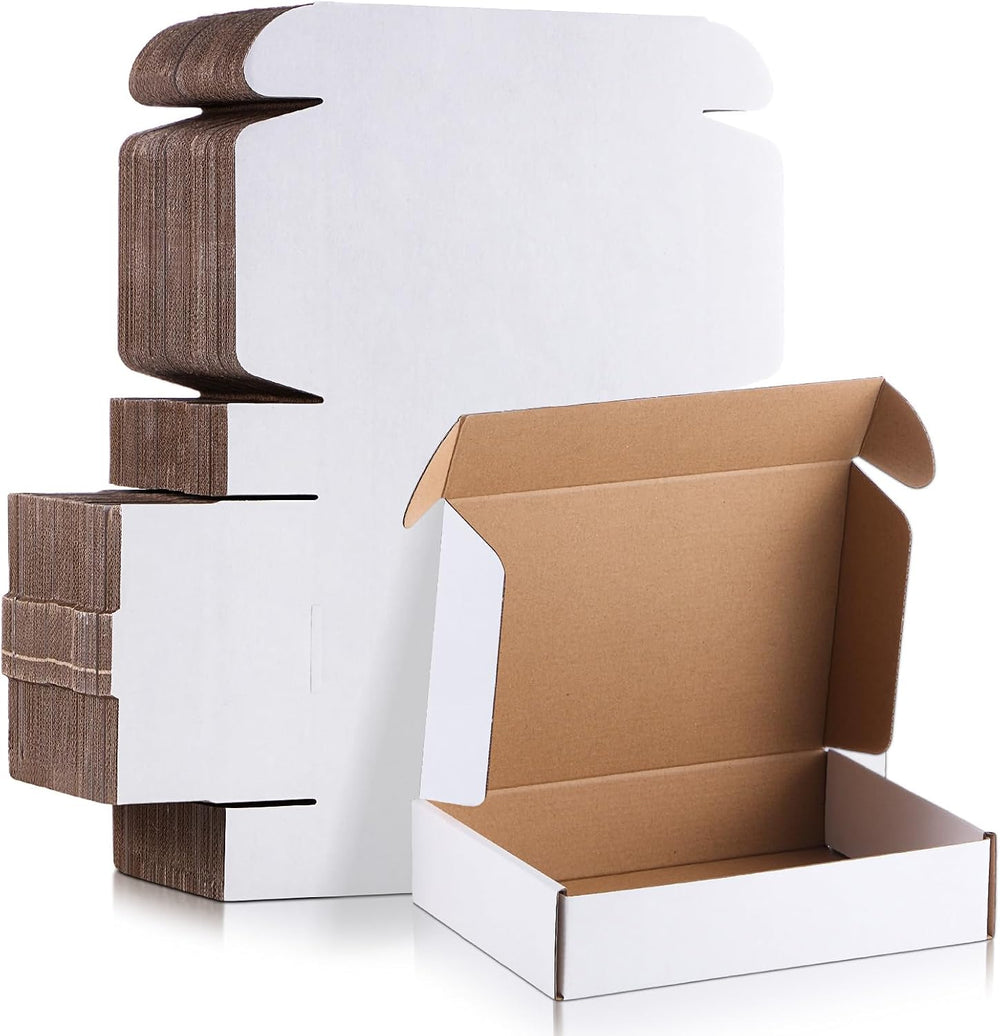 Qilery 60 Pcs 9 x 6 x 2 Inches Shipping Boxes White Mailer Boxes