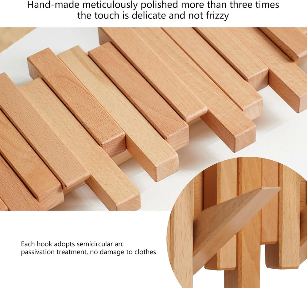 Coat Rack Wall Mount Piano Flip Down Wall Hook Rack 5 Hooks Beech