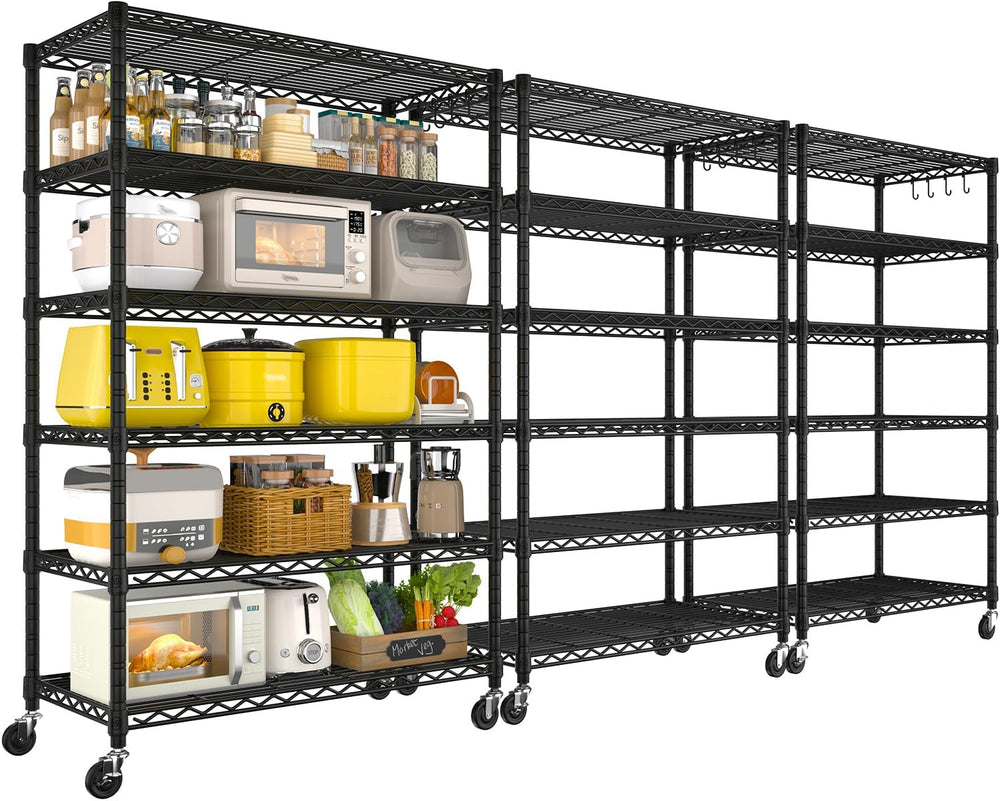 PrimeZone 6 Tier Wire Shelving with Wheels 79''H 1500lbs Storage Shelves