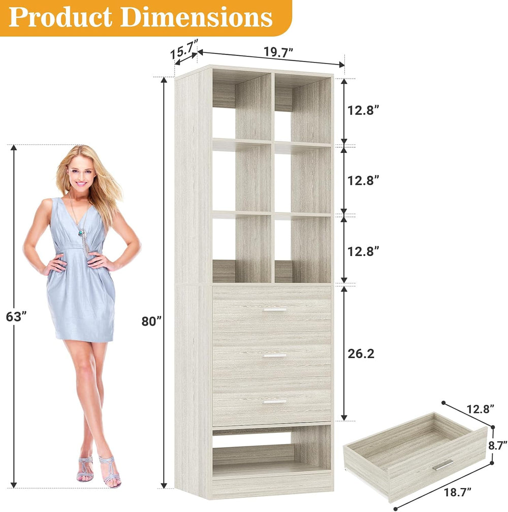 Homieasy Closet System Organizer with 3 Drawers and Partition Storage, Freest...