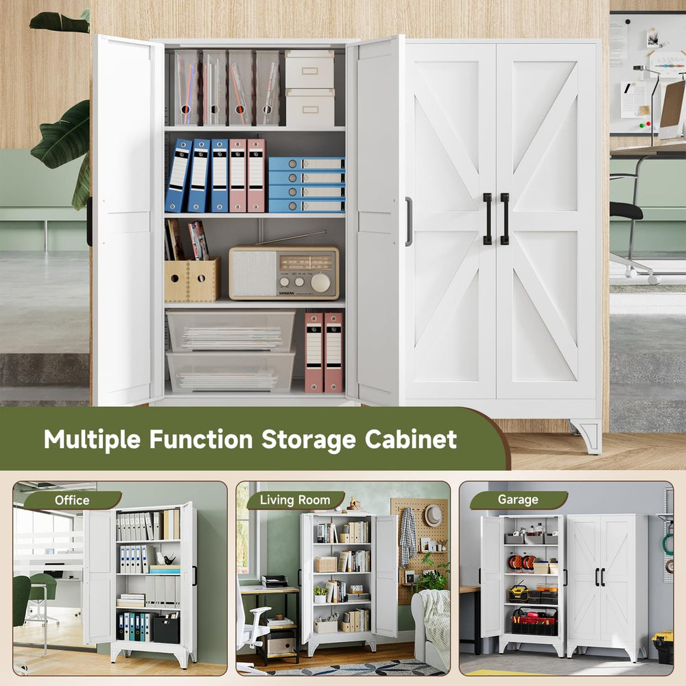 Letaya Metal Storage Cabinet,Small White Kitchen Pantry,for Bathroom/Garage