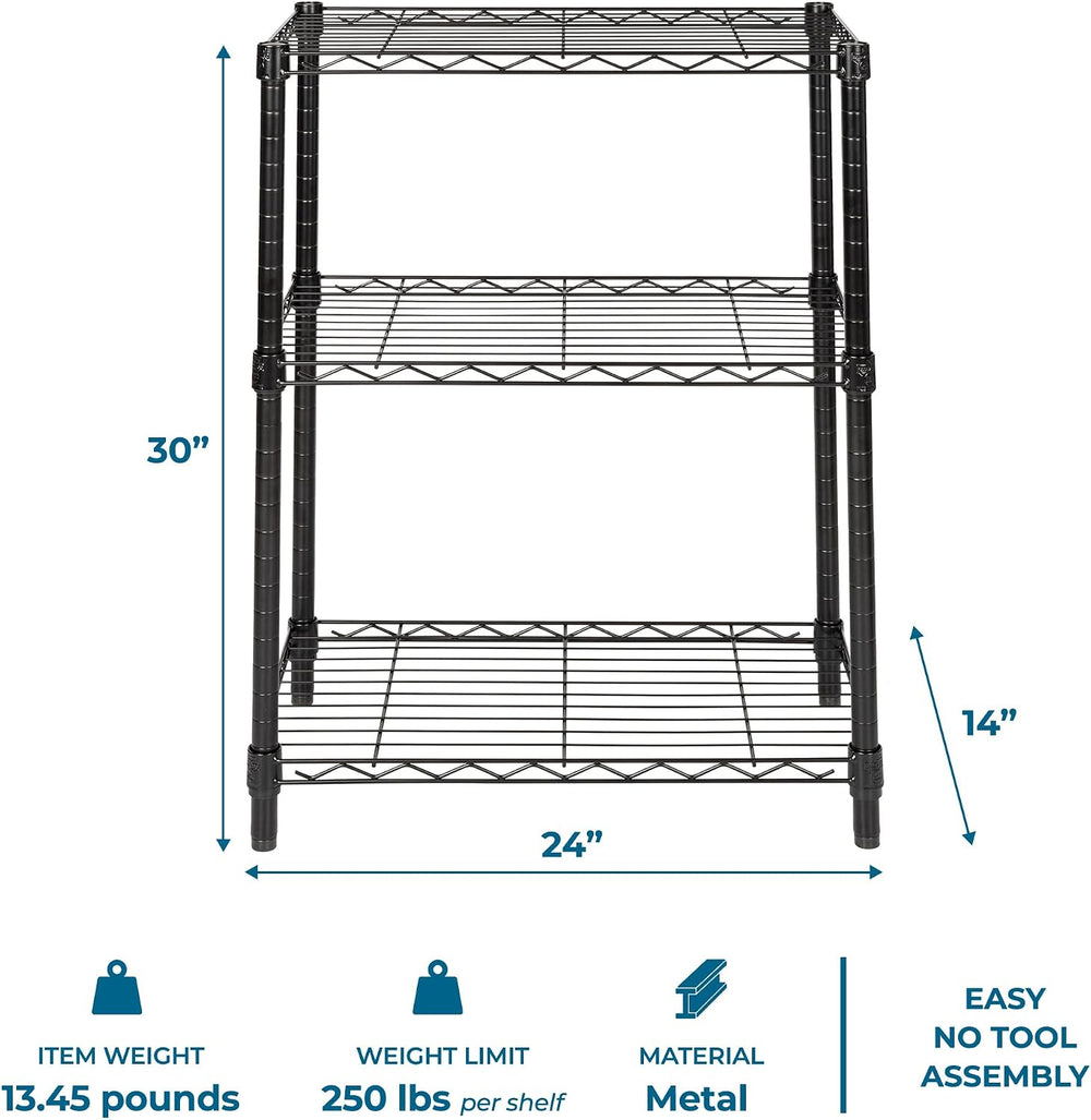 Honey-Can-Do 3-Tier Shelving Storage Rack Organizer, 250 lb Shelf Capacity