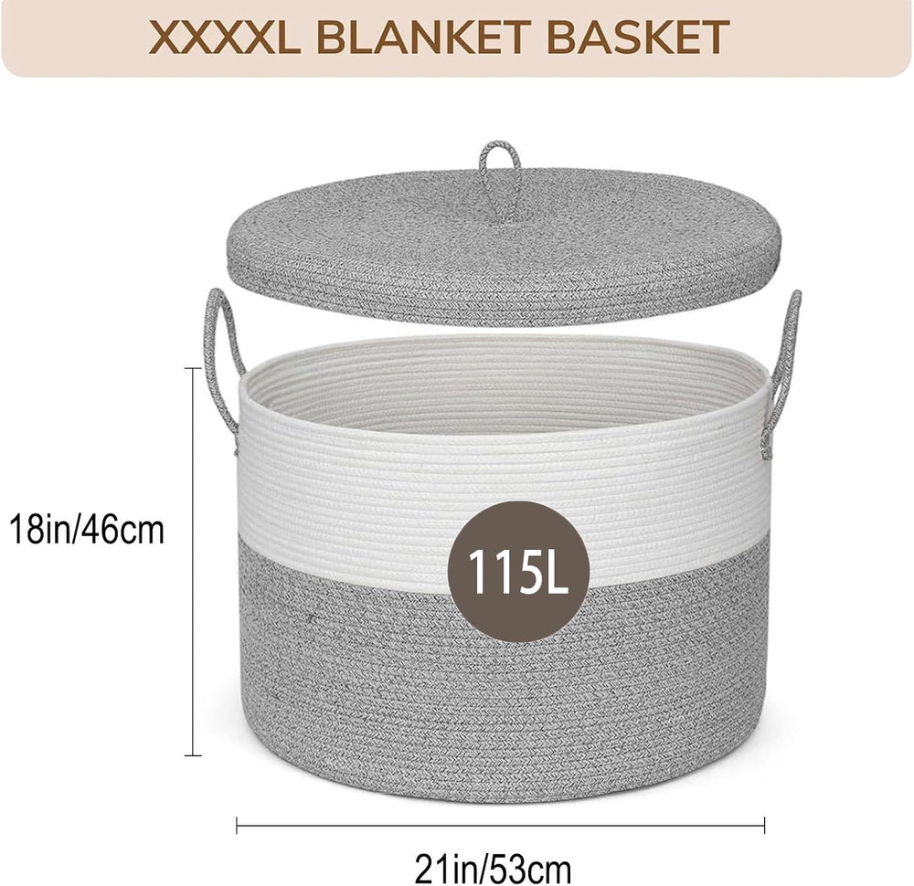 21" x 18" Extra Large storage baskets,Decorative blanket basket wit...