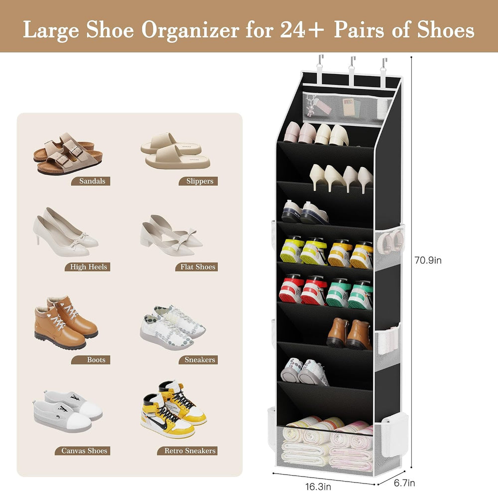 Criusia Shoe Storage, Over the Door Shoe Organizer, Hanging Closet Shoe Stora...