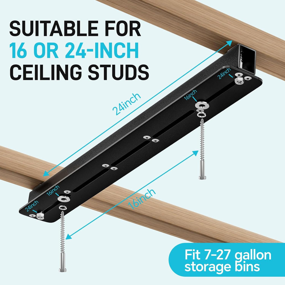 WooFog Ceiling Utility Bin Rails Storage Rack, Overhead Garage Storage Racks,...