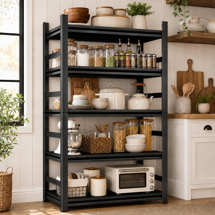 Kitchen Organization, 5 Tier Kitchen Shelf, 2500 LBS Adjustable Bakers Rack, Heavy Duty coffee bar, Split Into 2 Units, Appliance & Pantry Organizer, 35.4" Wx 15.7" Dx 71.2" H