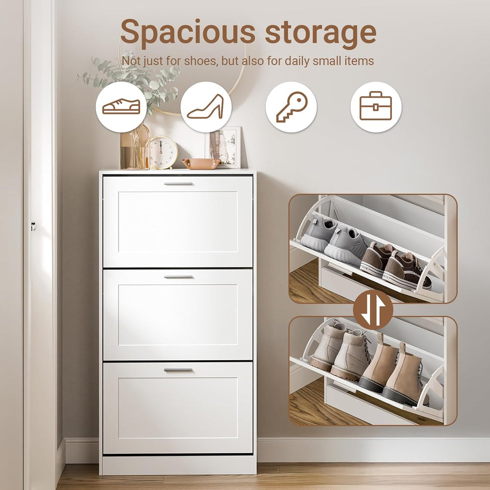 SoBuy Shoe Storage Cabinet Entryway, Freestanding Shoe Cabinet with 3 Flip-Dr...