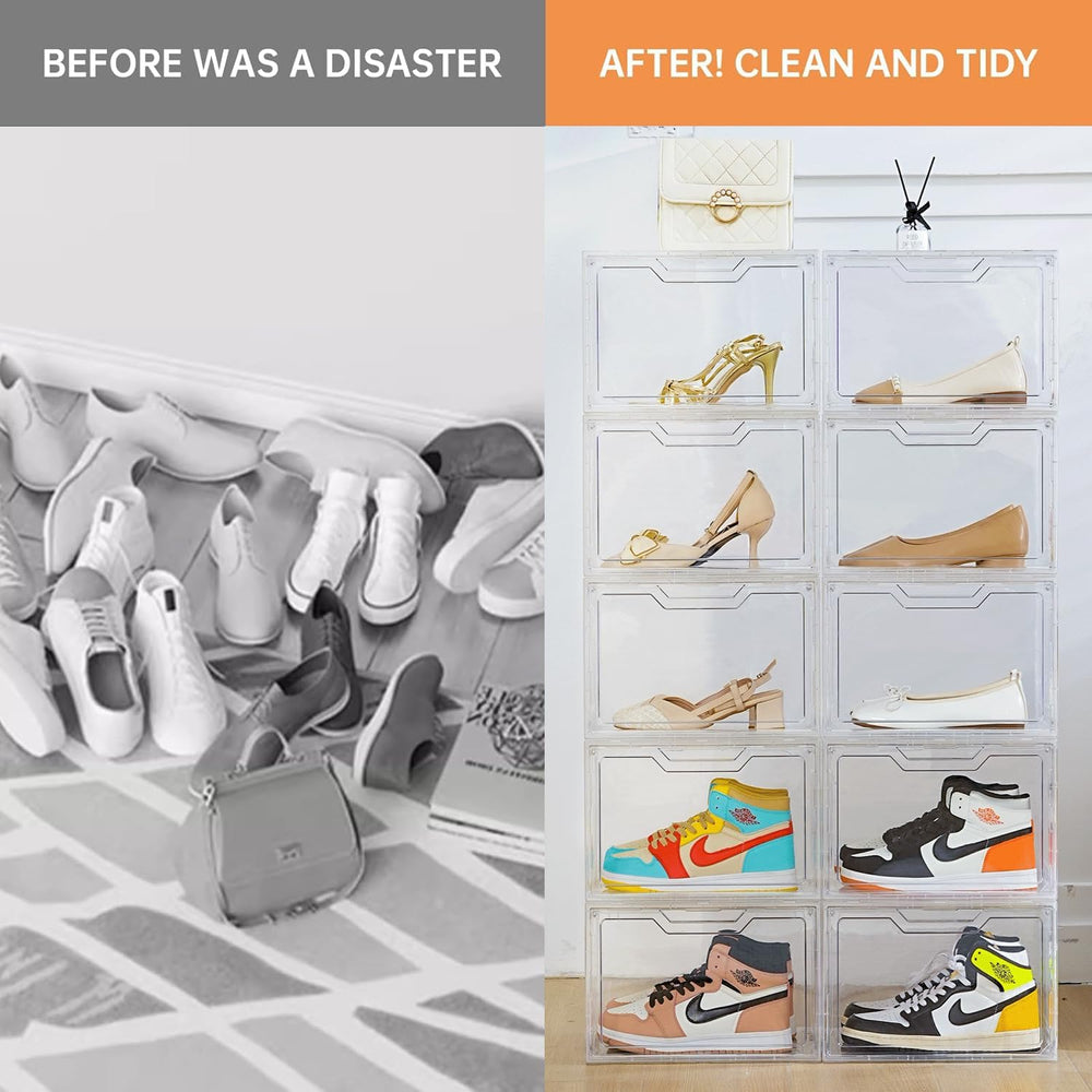 Magnetic Acrylic Clear Shoe Boxes – 360° Transparent Stackable Sneaker Storag...