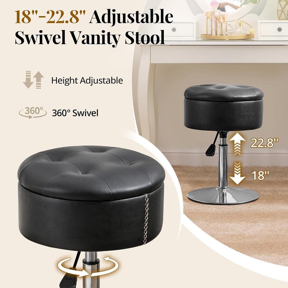 LUE BONA 360°Swivel Vanity Stool Chair for Makeup Room, Height Adjustable Sto...