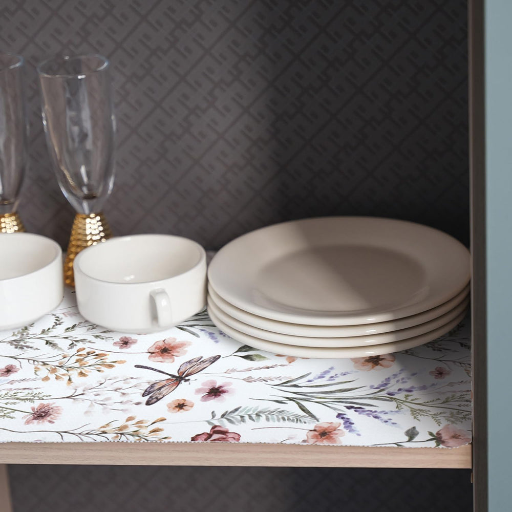 Floral Shelf and Drawer Liner for Kitchen Cabinets,24IN x 10FT