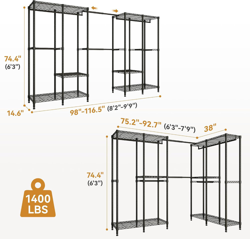 M1 Heavy Duty Clothes Rack, Expandable Clothing Rack, Black