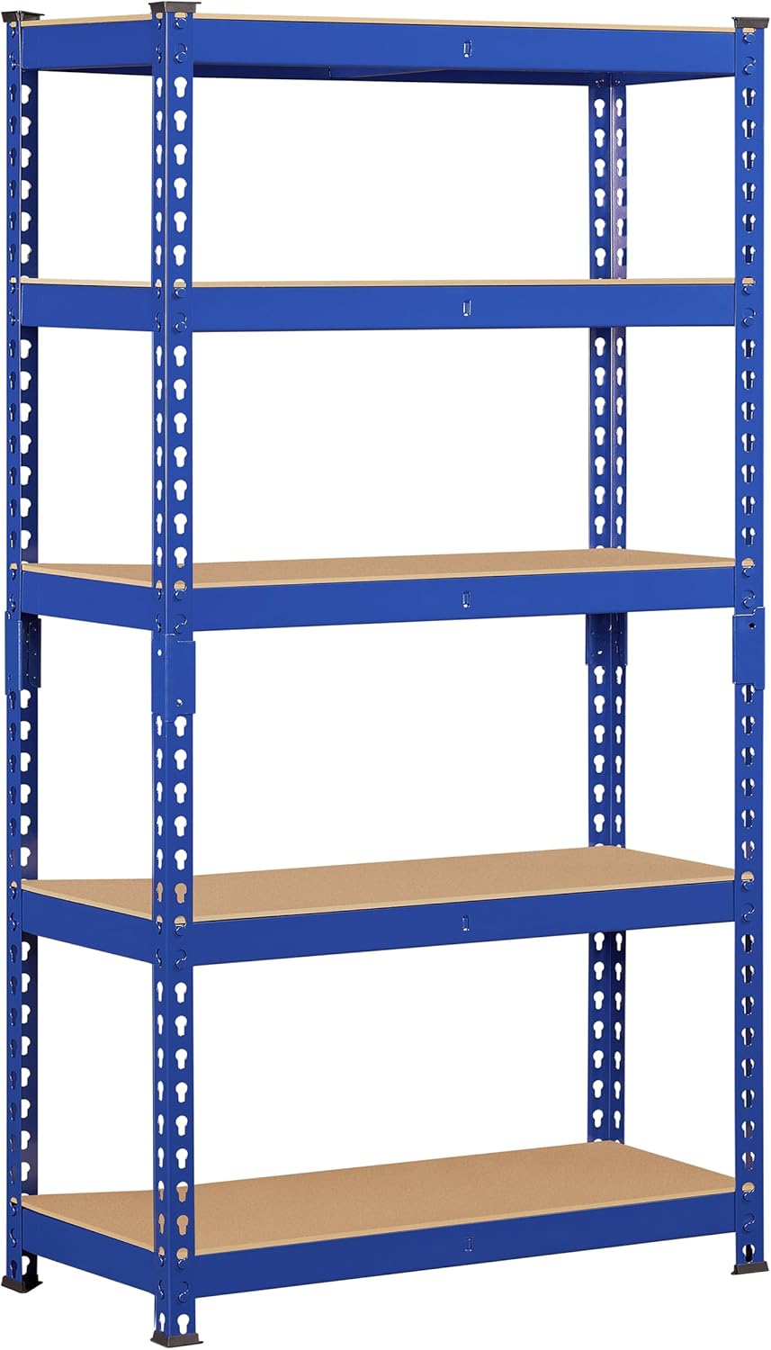 Topeakmart 5 Tier Metal Storage Shelving Unit, 27.5x12x60 Inch, Blue