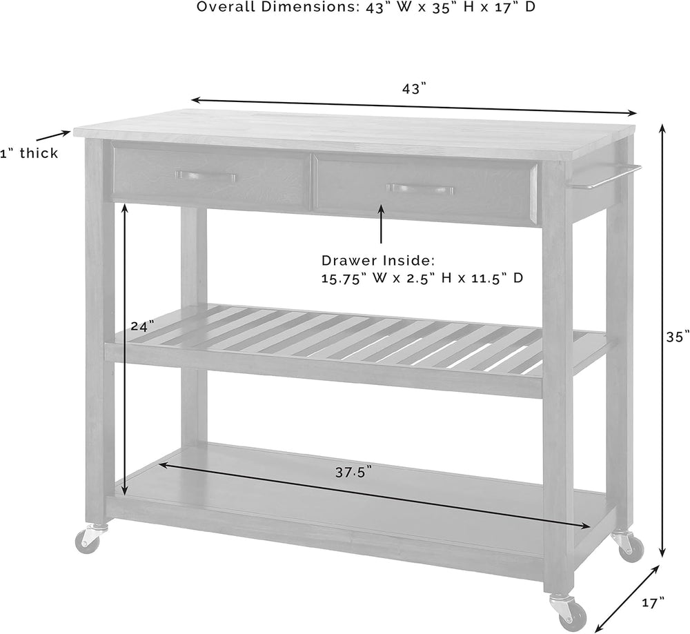 Crosley Furniture Wood Top Kitchen Prep Rolling Cart, Microwave Stand, Coffee...