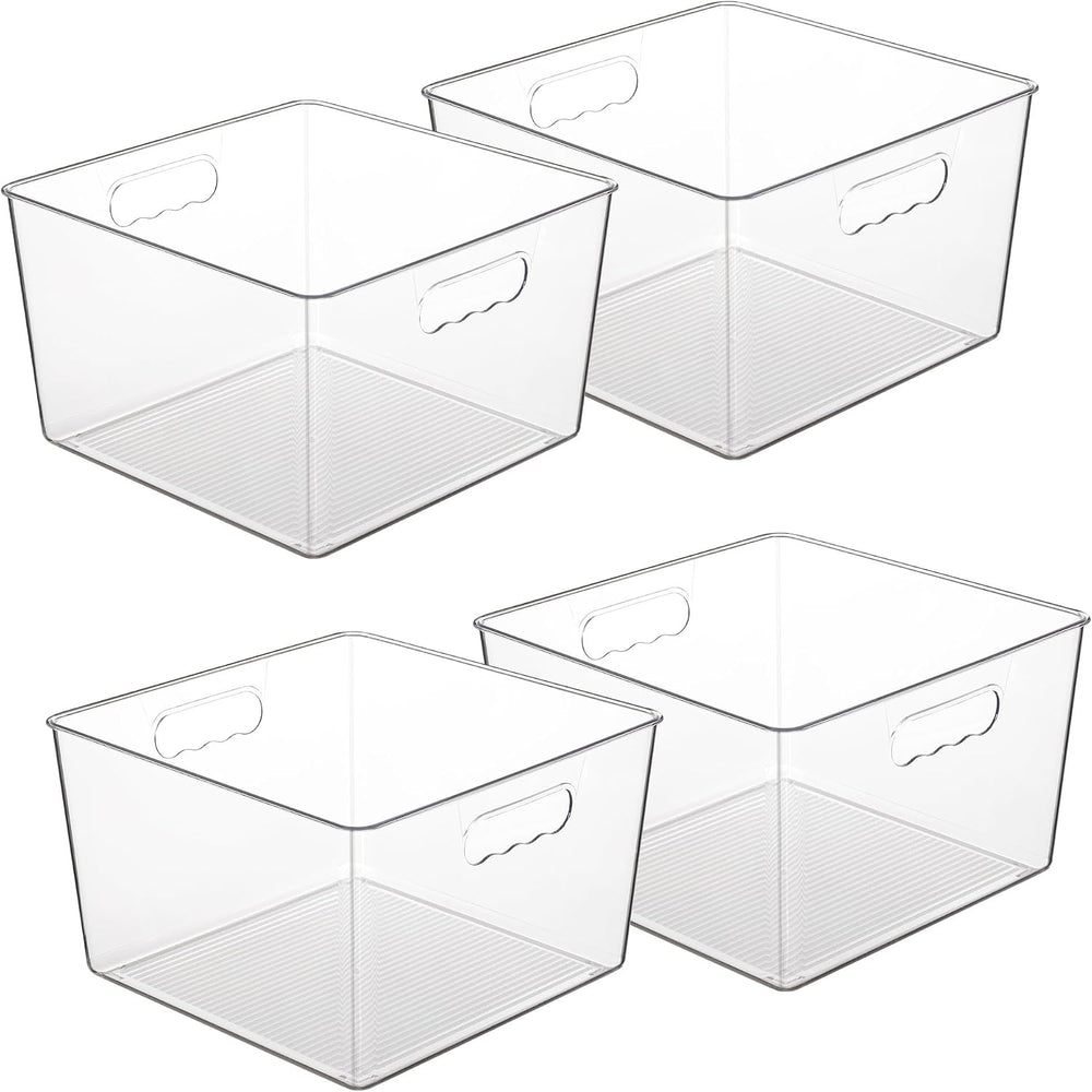 Vtopmart 4 Pack Extra Large Clear Storage Bins, 11x11 Cube Organizer