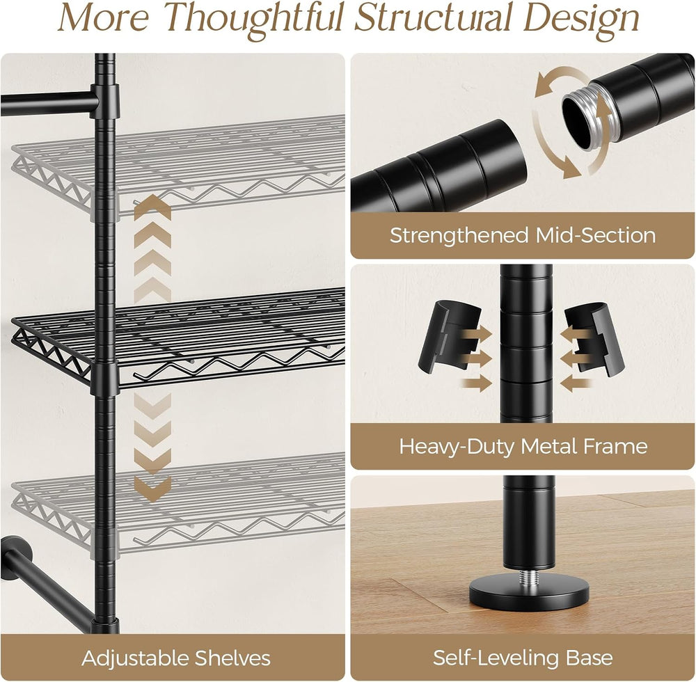 Closet Organizers and Storage, 6-Row Heavy Duty Clothes Rack for Hanging Clot...