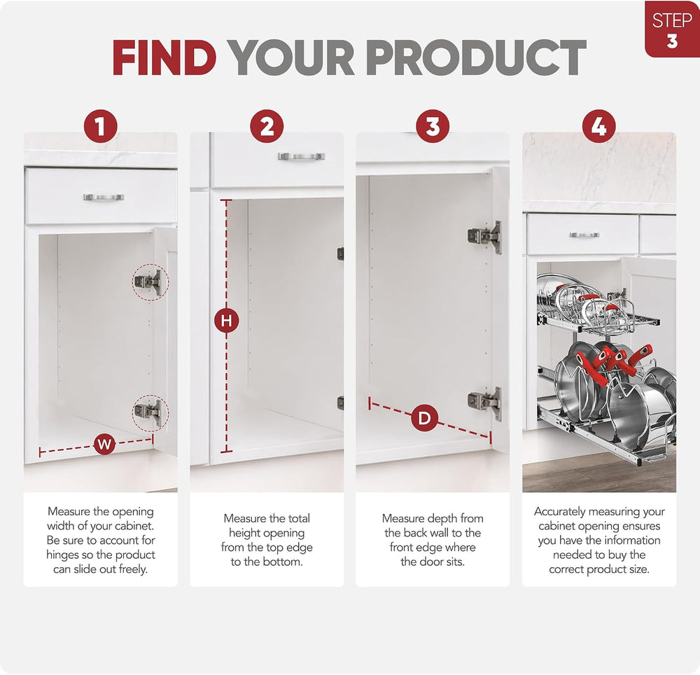 Rev-A-Shelf Pullout Organizer for Cabinets, Min Opening Width of 11.5"