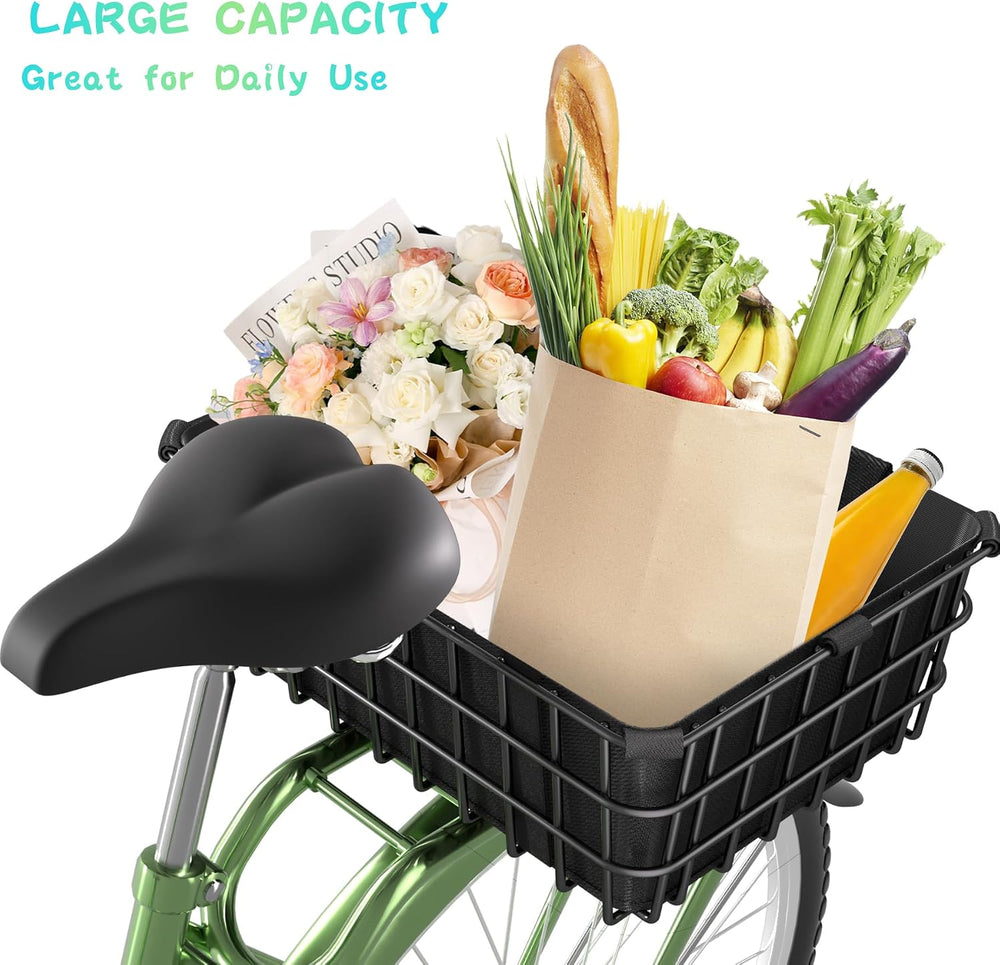 Bike Basket Rear, 16.5 x 12.5 x 6 Inches, Large Capacity Heavy Duty Bicycle B...