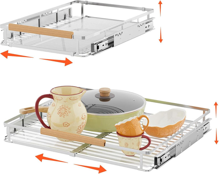 2Pack Expandable Pull Out Cabinet Organizer, 17.1"-28.1" W x 22.5" D