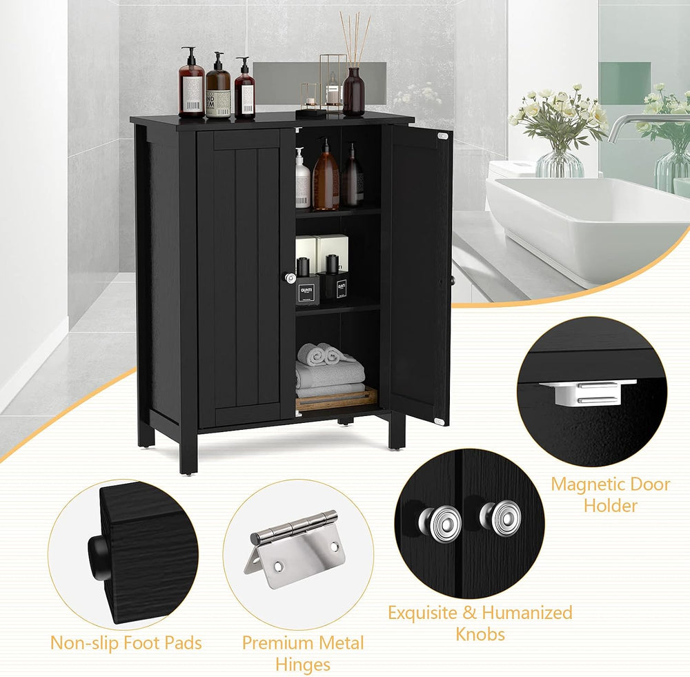 GOFLAME Bathroom Floor Cabinet, Freestanding Storage Organizer Cabinet with 3...