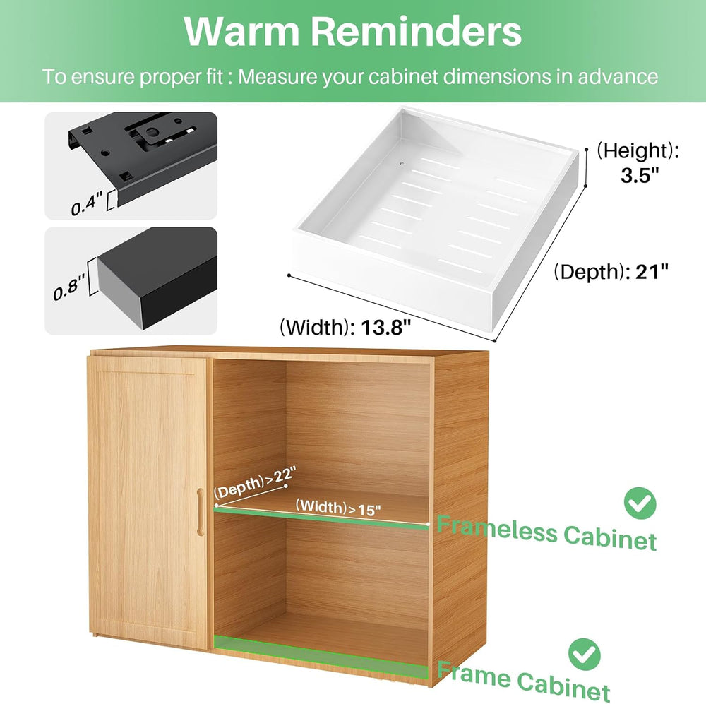 2Pack Pull out Cabinet Organizer, 21"Deep, Heavy Duty Full-extension Sli...