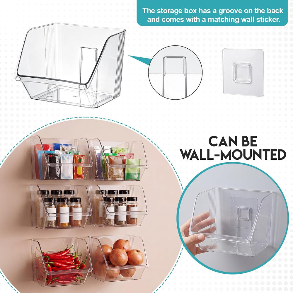 9 Pcs Stackable Plastic Storage Bins, Open Front, Clear