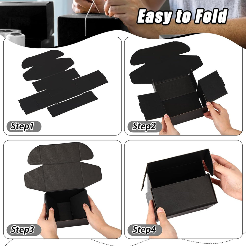 Ireer 50 Pack 6 x 4 x 3 Inch Black Shipping Boxes Bulk for Small Business