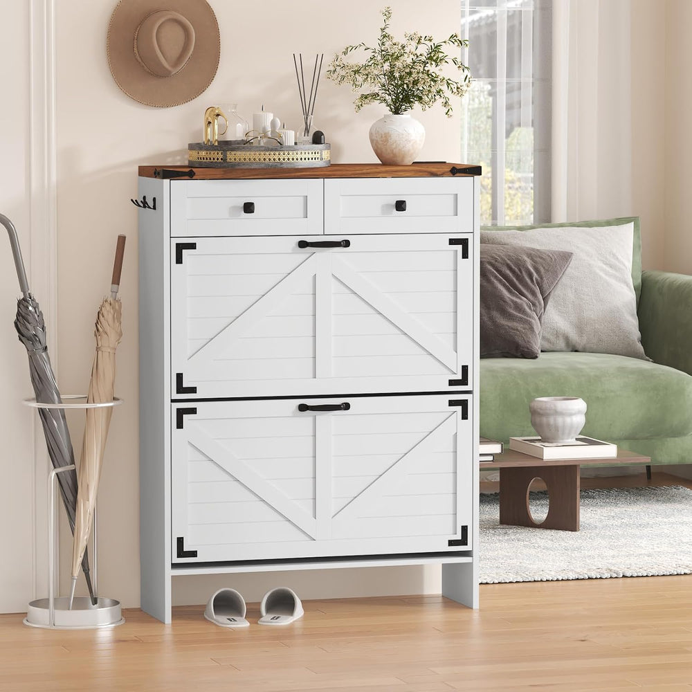 Shoe Storage Cabinet with Deodorizing Function, Farmhouse Narrow Hidden Shoe ...