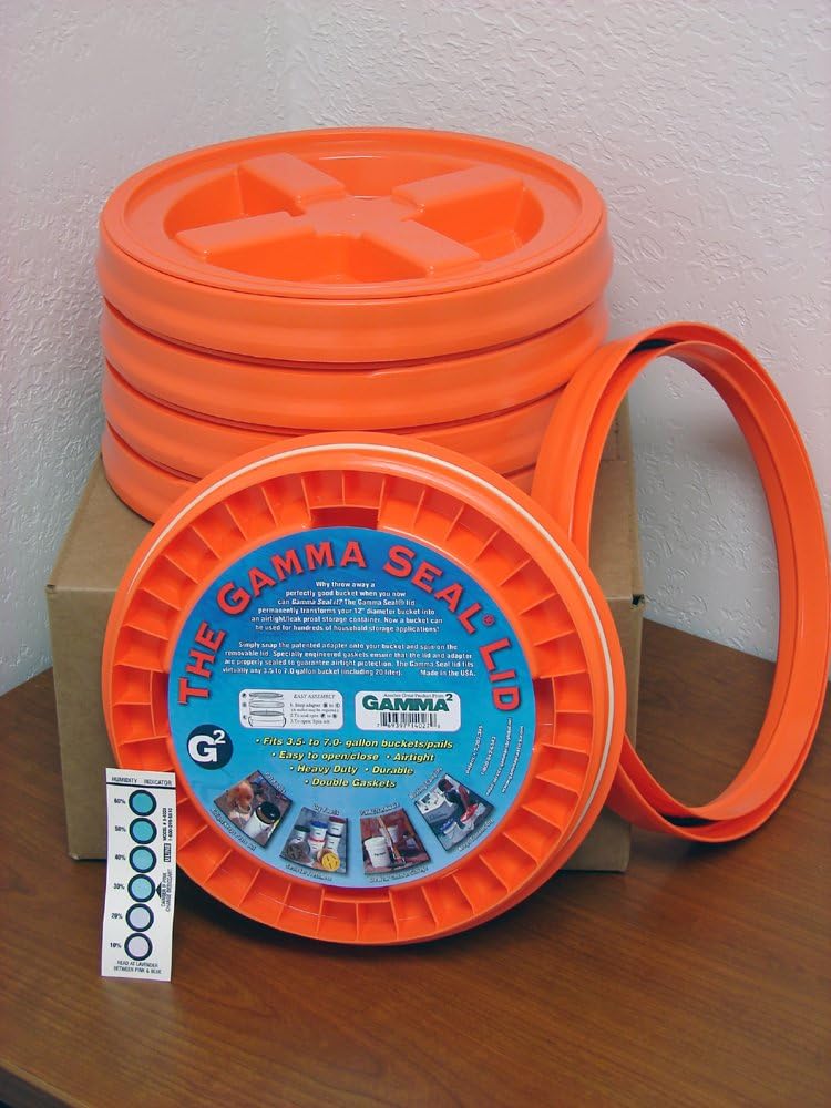 Gamma Seal Lid, Orange, 5 Pack - New! - Boxed! - 5 Gallon Bucket Lids (Fits 3...