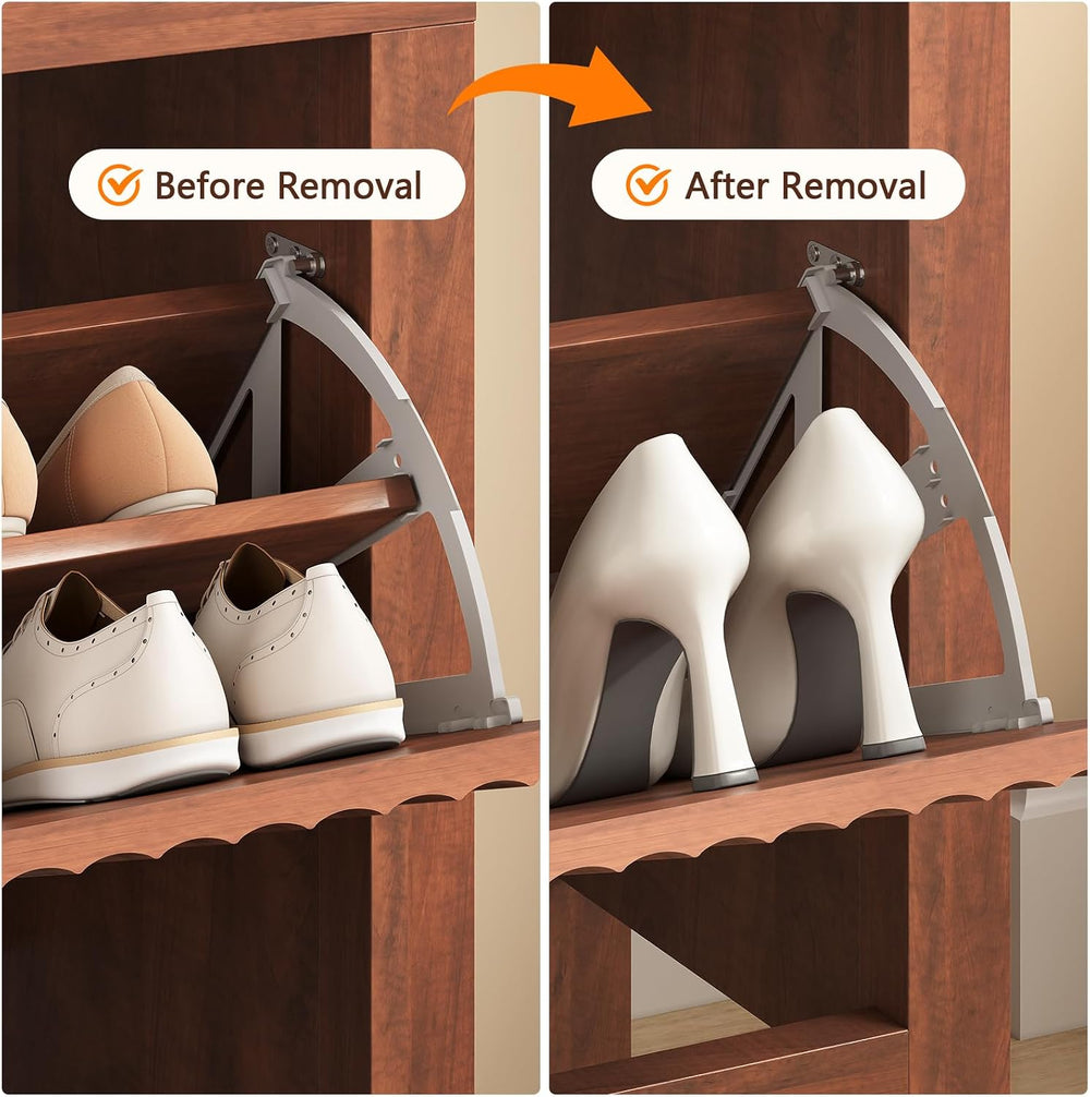 Fluted Shoe Cabinet Storage with 2 Flip Drawers for Entryway, Hallway