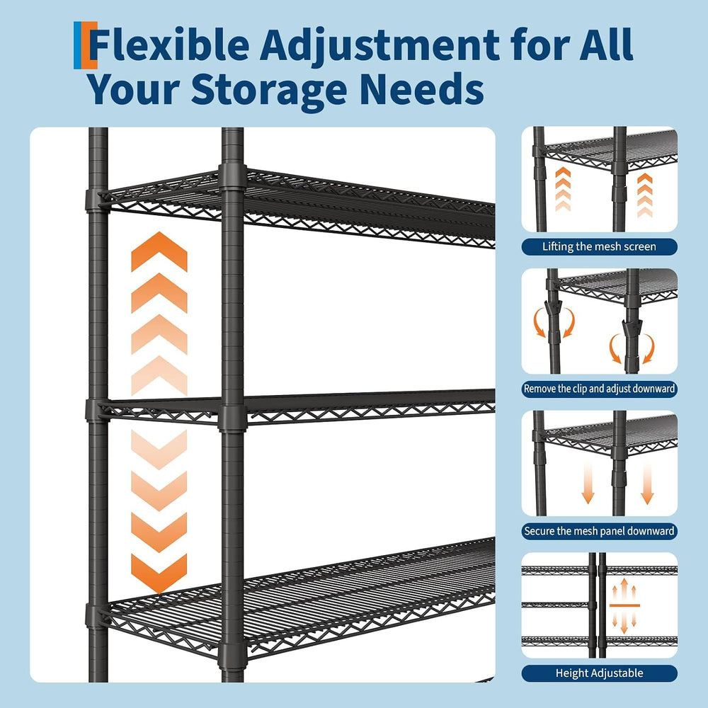 Garvee 4 Tier Storage Shelves 47" Wide Metal Shelving, 2640LBS, for Kitchen
