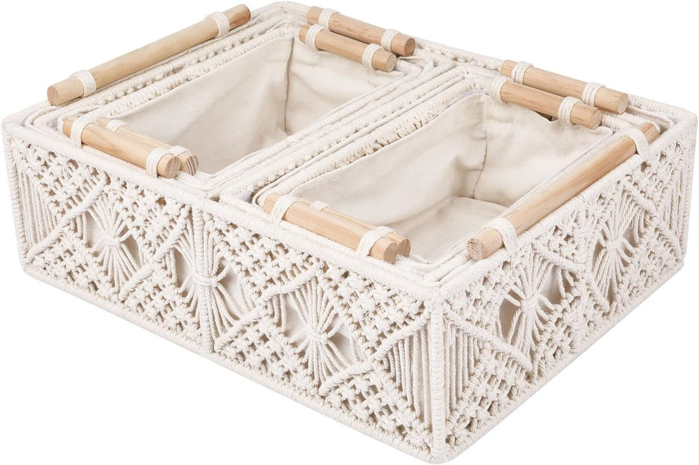 ANMINY 5PCS Macrame Storage Baskets for Organizing Boho Decor Baskets Storage...