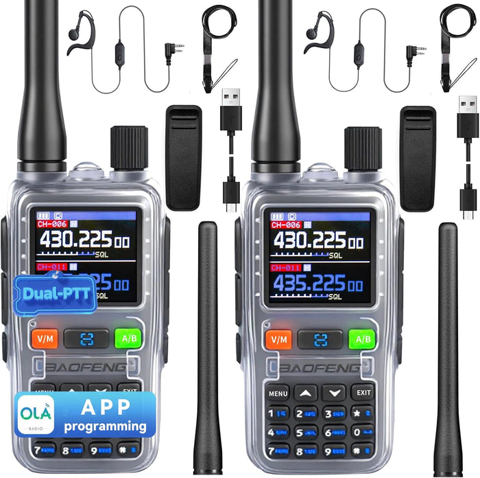 BAOFENG UV5RMINI Two Way Radio NOAA Weather Radio Dual PTT 999CH Survival Radio APP Programming Copy Frequency Ham Radio