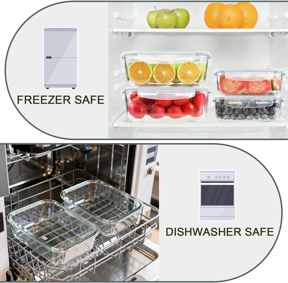 4 Pack 63oz+27oz Large Glass Food Storage Containers Set with Lids