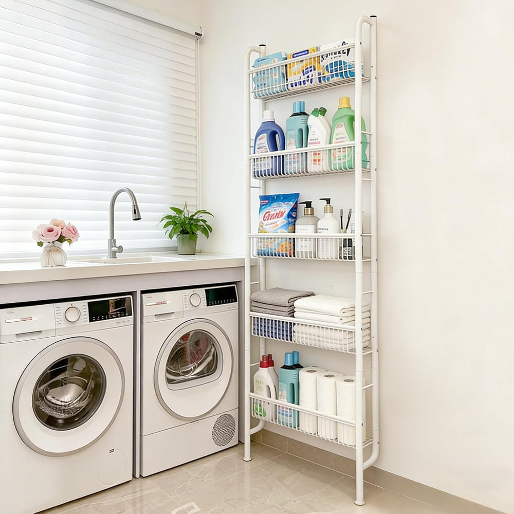 Saiveina Behind The Door Storage 5 Tiers Behind Door Shelf, Space-Saving Bath...